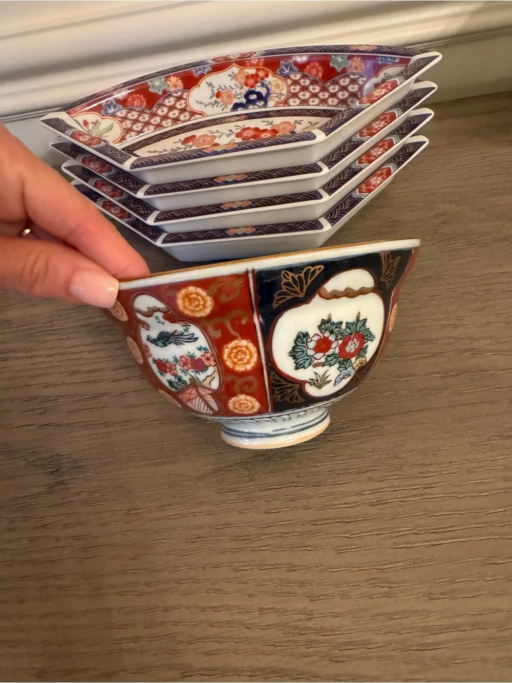 Vintage Japanese Imari Style Porcelain 6-Piece serving set